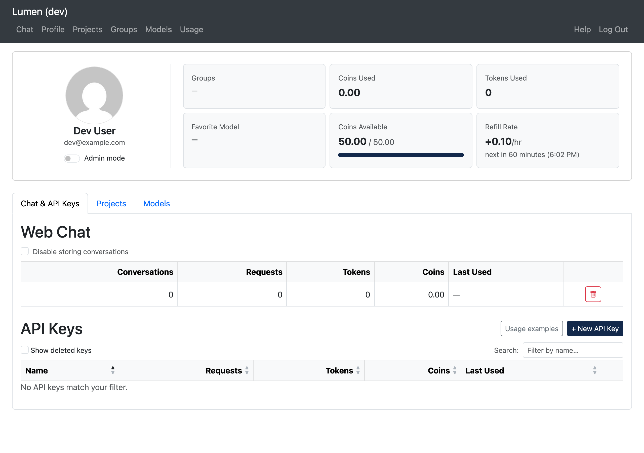 Profile page
